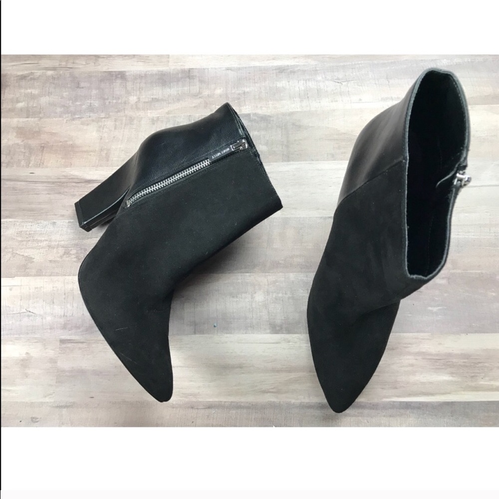 {Nine West} Black block heel booties side zip 10